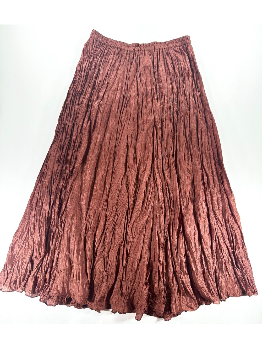 Vintage IDI Reddish Brown Silk Crinkle Maxi Skirt Size S/M